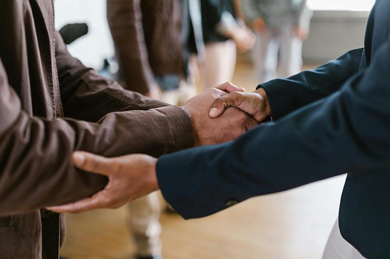 Close-up of a professional handshake symbolizing trust and collaboration