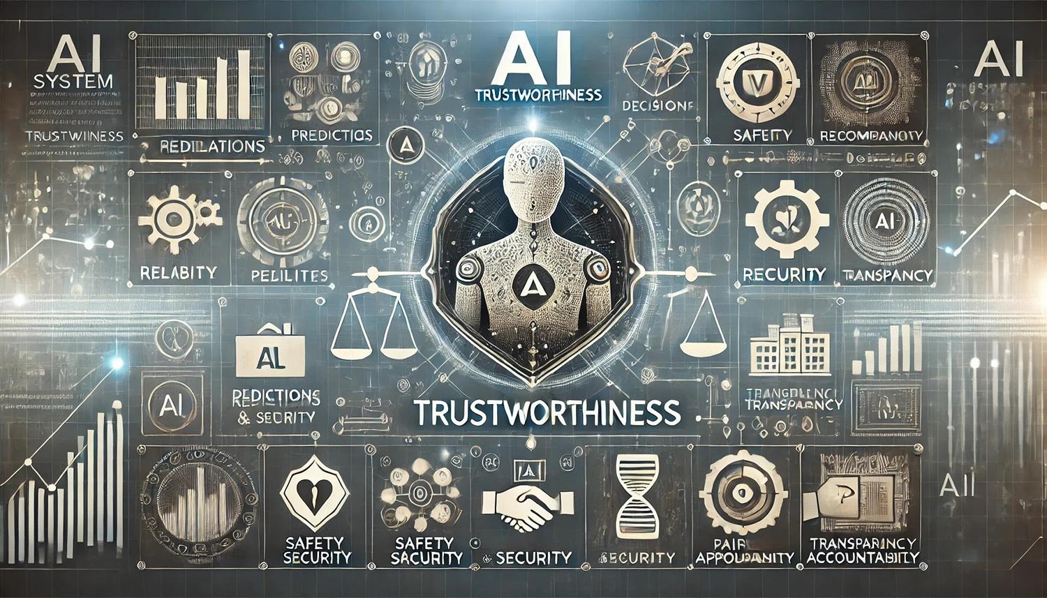 AI audit visual showing trust, safety, and transparency in AI systems.
